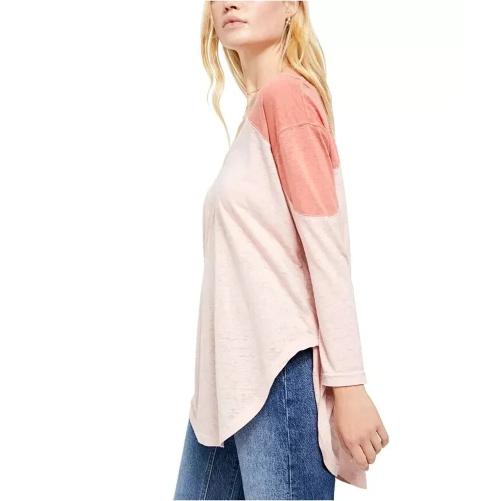 Free People Major League Baseball T-Shirt Pink Oversized Women's Large NEW‎